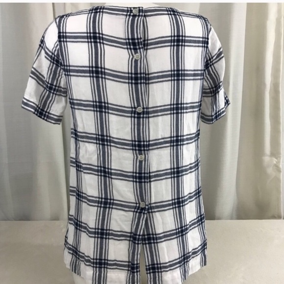 Madewell Plaid Back Button Detail Top - Picture 4 of 6